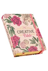 Rose-pink Floral Faux Leather Hardcover KJV My Creative Bible with Elastic Closure