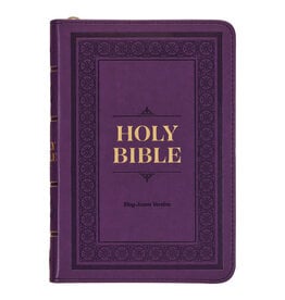 Iris Purple Faux Leather Compact King James Version Bible with Zippered Closure