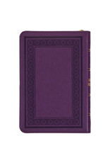 Iris Purple Faux Leather Compact King James Version Bible with Zippered Closure