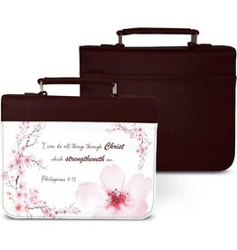 KJV Bible Cover Pink Cherry Blossom Philippians 4:13