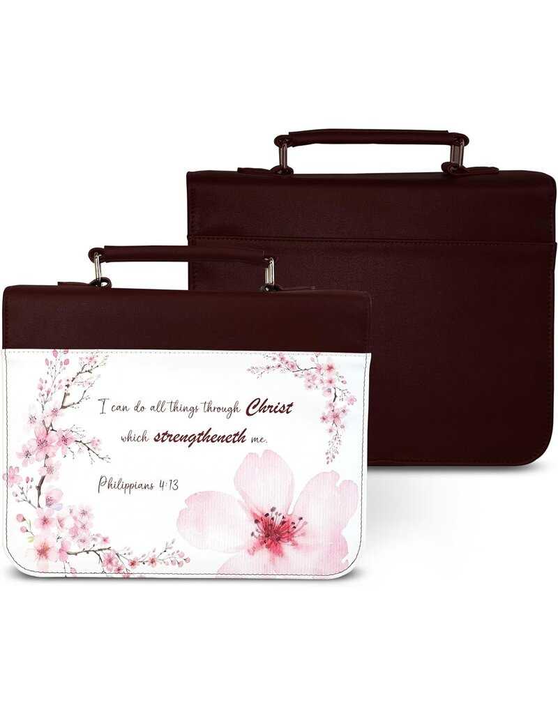 KJV Bible Cover Pink Cherry Blossom Philippians 4:13