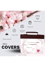 KJV Bible Cover Pink Cherry Blossom Philippians 4:13