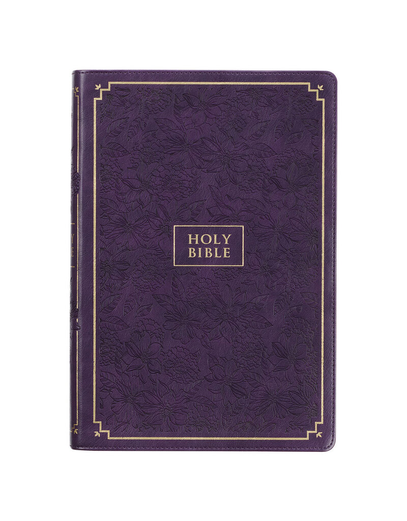 Purple Floral Faux Leather Giant Print Full-size KJV Bible with Thumb Index