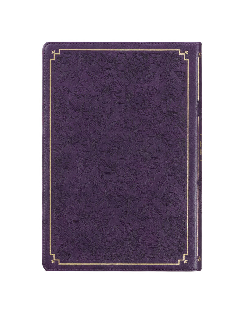 Purple Floral Faux Leather Giant Print Full-size KJV Bible with Thumb Index