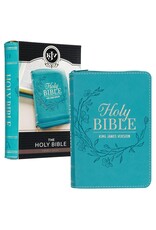 Aqua Faux Leather King James Version Pocket Bible with Zipper Closure