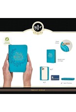 Aqua Faux Leather King James Version Pocket Bible with Zipper Closure