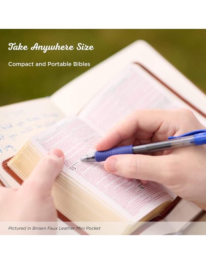 Aqua Faux Leather King James Version Pocket Bible with Zipper Closure