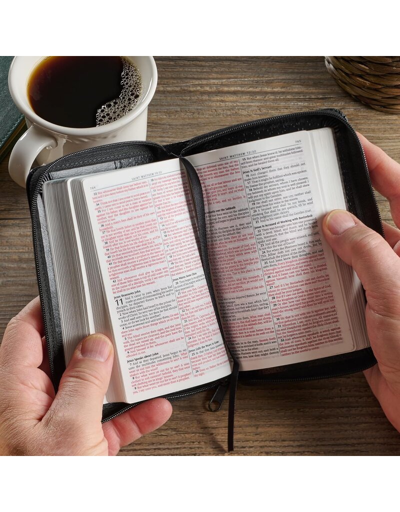Aqua Faux Leather King James Version Pocket Bible with Zipper Closure