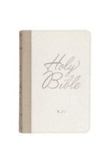 Pearlized White and Taupe Faux Leather King James Version Pocket Bible
