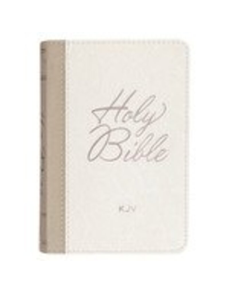 Pearlized White and Taupe Faux Leather King James Version Pocket Bible