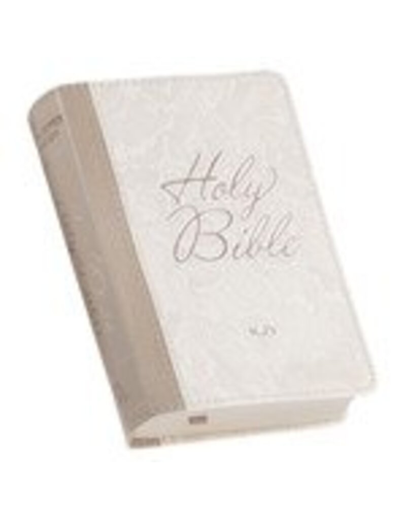 Pearlized White and Taupe Faux Leather King James Version Pocket Bible