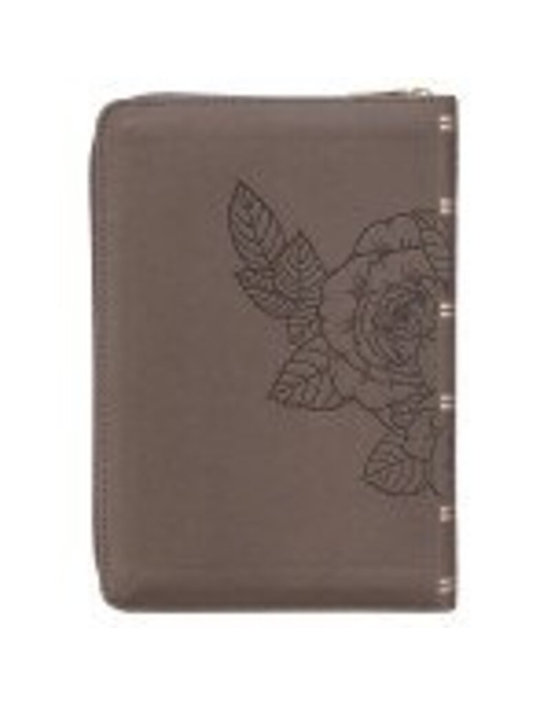 Floral Dusty Taupe Faux Leather Large Print Compact King James Version Bible