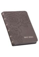 Floral Dusty Taupe Faux Leather Large Print Compact King James Version Bible
