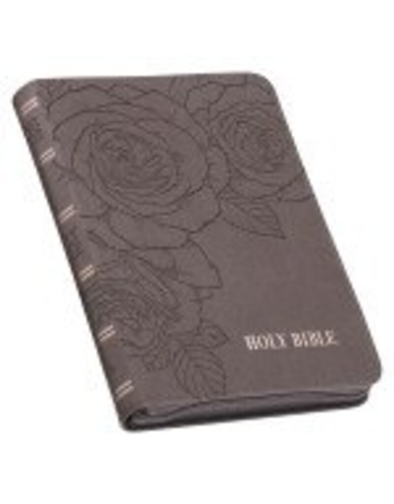 Floral Dusty Taupe Faux Leather Large Print Compact King James Version Bible