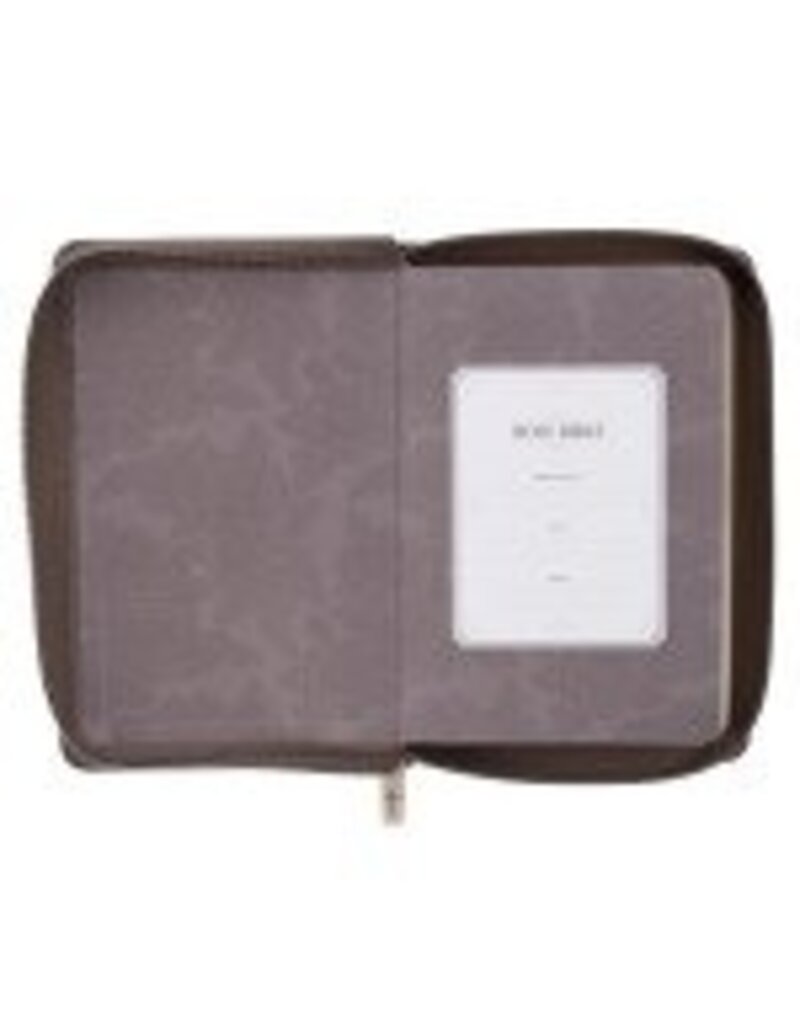 Floral Dusty Taupe Faux Leather Large Print Compact King James Version Bible