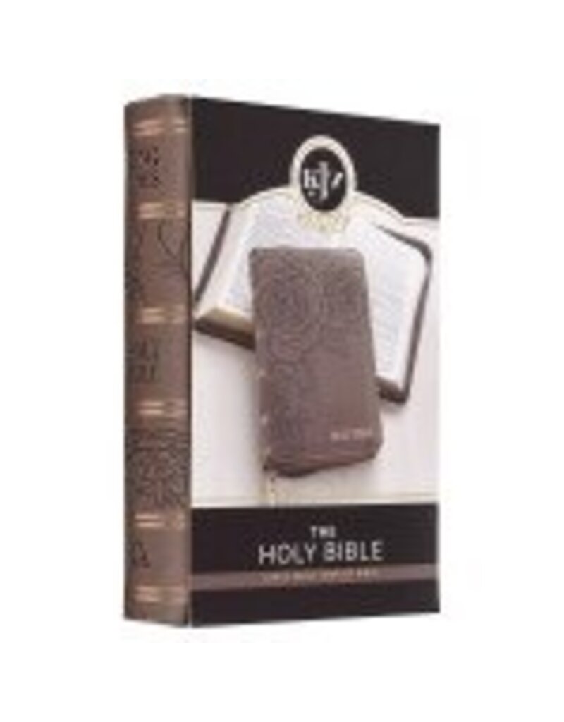 Floral Dusty Taupe Faux Leather Large Print Compact King James Version Bible
