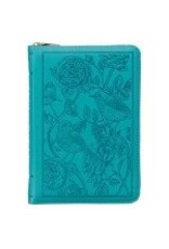 Teal Faux Leather Compact King James Version Bible with Zipper Closure