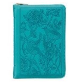 Teal Faux Leather Compact King James Version Bible with Zipper Closure