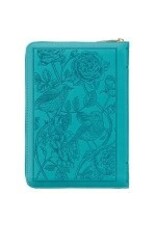 Teal Faux Leather Compact King James Version Bible with Zipper Closure