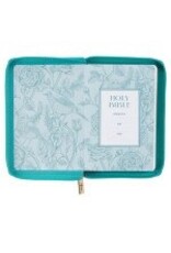 Teal Faux Leather Compact King James Version Bible with Zipper Closure