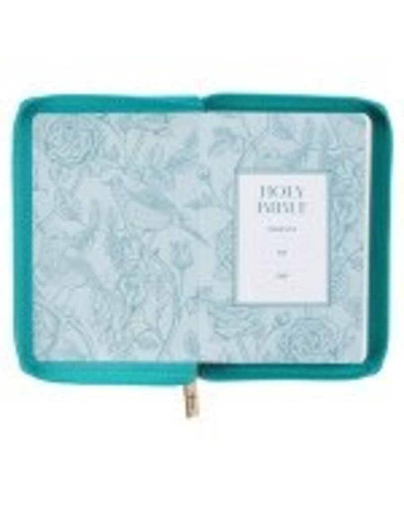 Teal Faux Leather Compact King James Version Bible with Zipper Closure