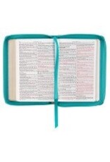 Teal Faux Leather Compact King James Version Bible with Zipper Closure