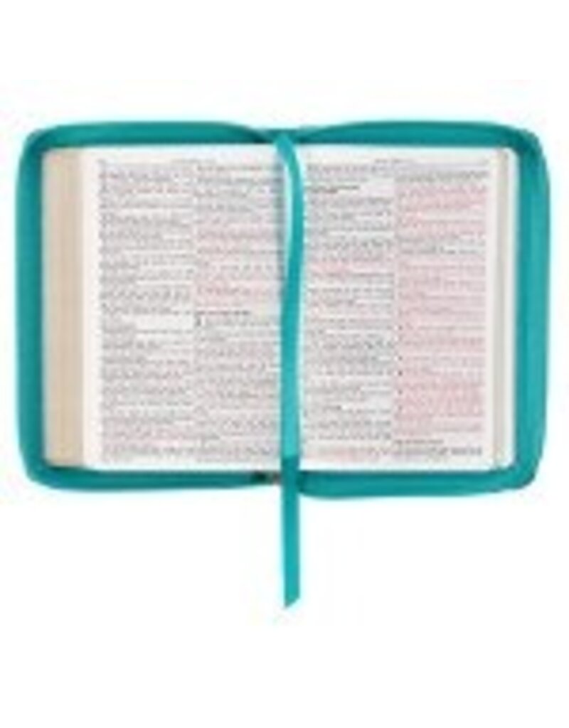 Teal Faux Leather Compact King James Version Bible with Zipper Closure