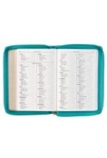 Teal Faux Leather Compact King James Version Bible with Zipper Closure