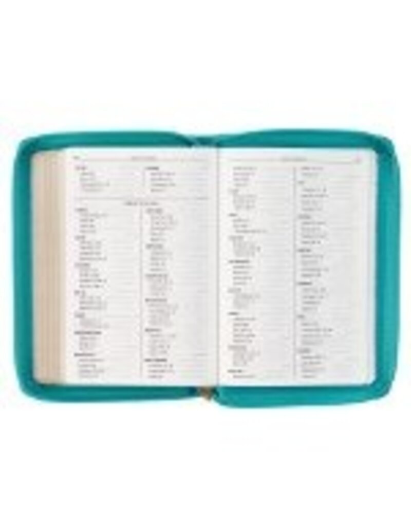 Teal Faux Leather Compact King James Version Bible with Zipper Closure