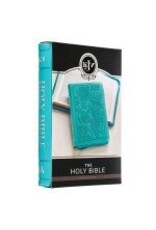 Teal Faux Leather Compact King James Version Bible with Zipper Closure