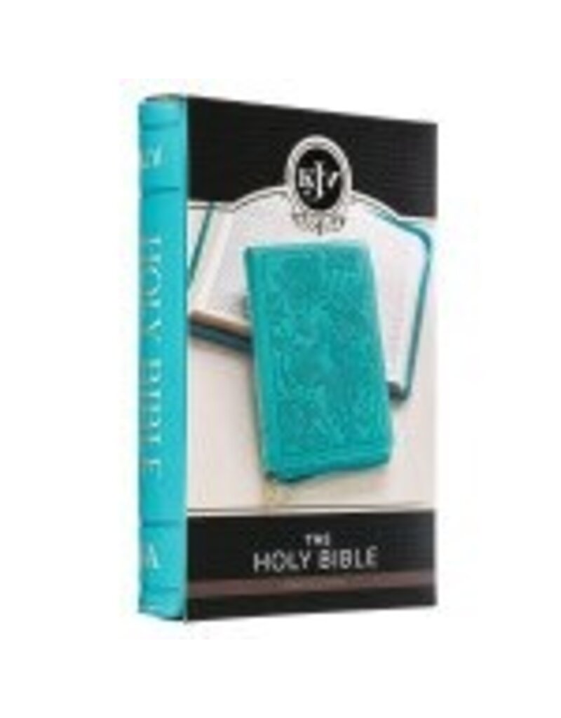 Teal Faux Leather Compact King James Version Bible with Zipper Closure