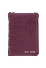 Maroon Faux Leather Compact King James Version Bible with Zipper Closure