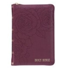 Maroon Faux Leather Compact King James Version Bible with Zipper Closure