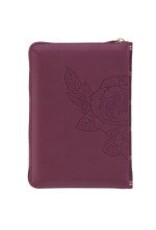 Maroon Faux Leather Compact King James Version Bible with Zipper Closure