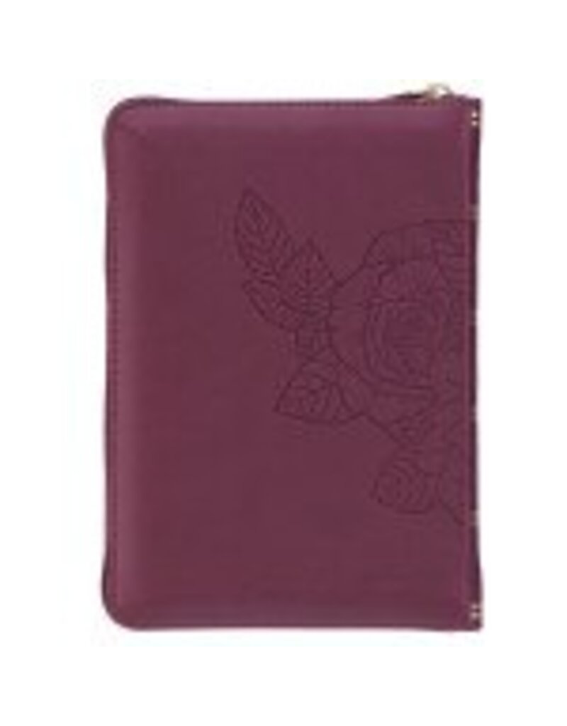 Maroon Faux Leather Compact King James Version Bible with Zipper Closure