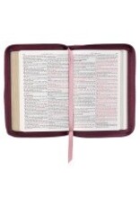 Maroon Faux Leather Compact King James Version Bible with Zipper Closure