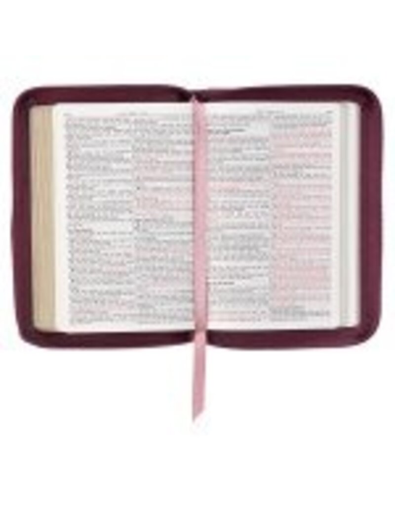 Maroon Faux Leather Compact King James Version Bible with Zipper Closure