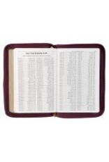 Maroon Faux Leather Compact King James Version Bible with Zipper Closure