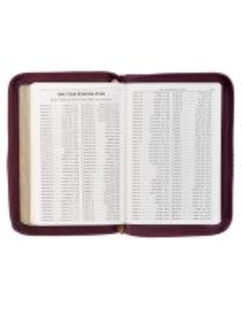 Maroon Faux Leather Compact King James Version Bible with Zipper Closure