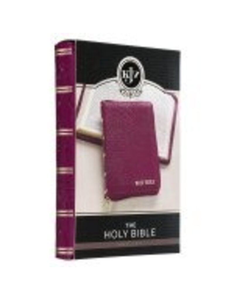 Maroon Faux Leather Compact King James Version Bible with Zipper Closure