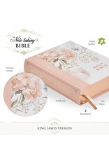 Rosy Coral Floral Faux Leather Hardcover King James Version Note-taking Bible