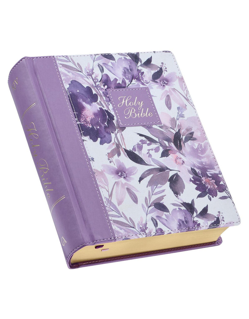 Purple Floral Faux Leather Hardcover Note-taking Bible