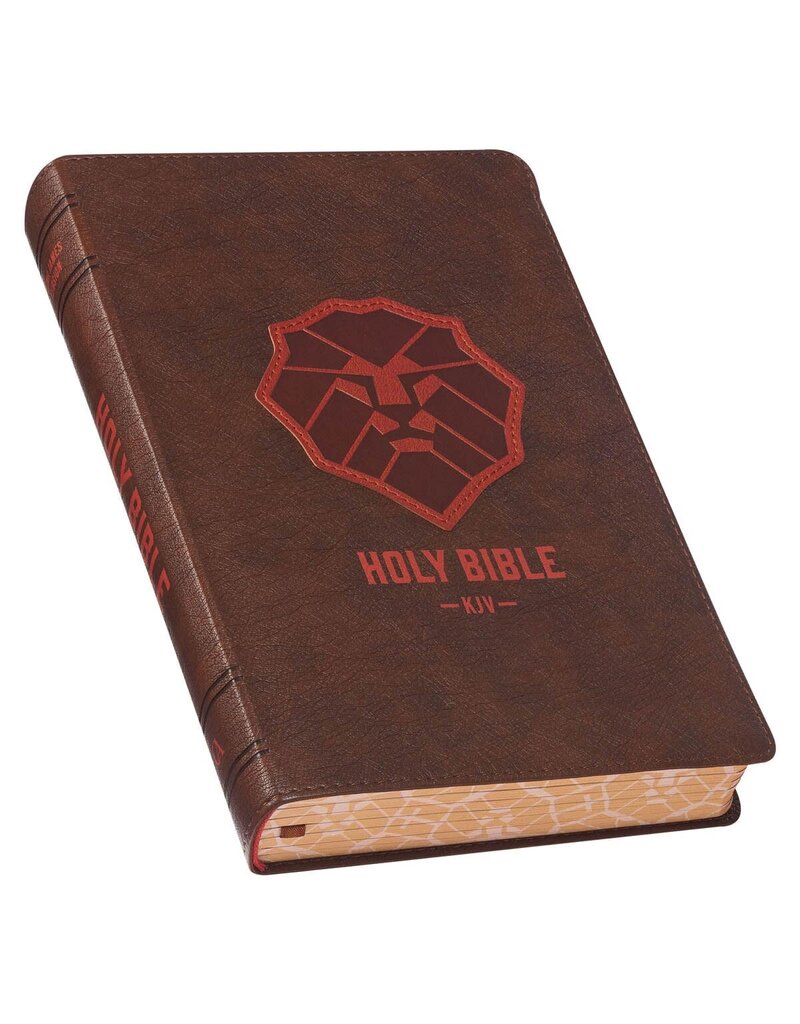 Lion Brown Faux Leather Kid's King James Version Bible