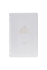 White Floral Faux Leather Giant Print Standard-size King James Version Bible with Thumb Index