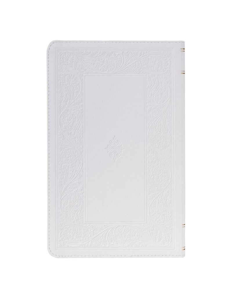 White Floral Faux Leather Giant Print Standard-size King James Version Bible with Thumb Index
