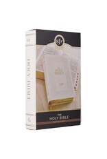 White Floral Faux Leather Giant Print Standard-size King James Version Bible with Thumb Index