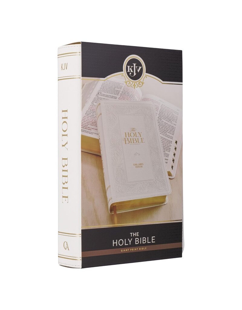 White Floral Faux Leather Giant Print Standard-size King James Version Bible with Thumb Index