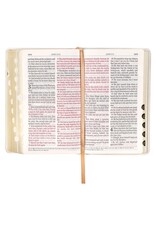 White Floral Faux Leather Giant Print Standard-size King James Version Bible with Thumb Index