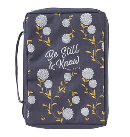 Be Still and Know Navy Poly-canvas Bible Cover - Psalm 46:10