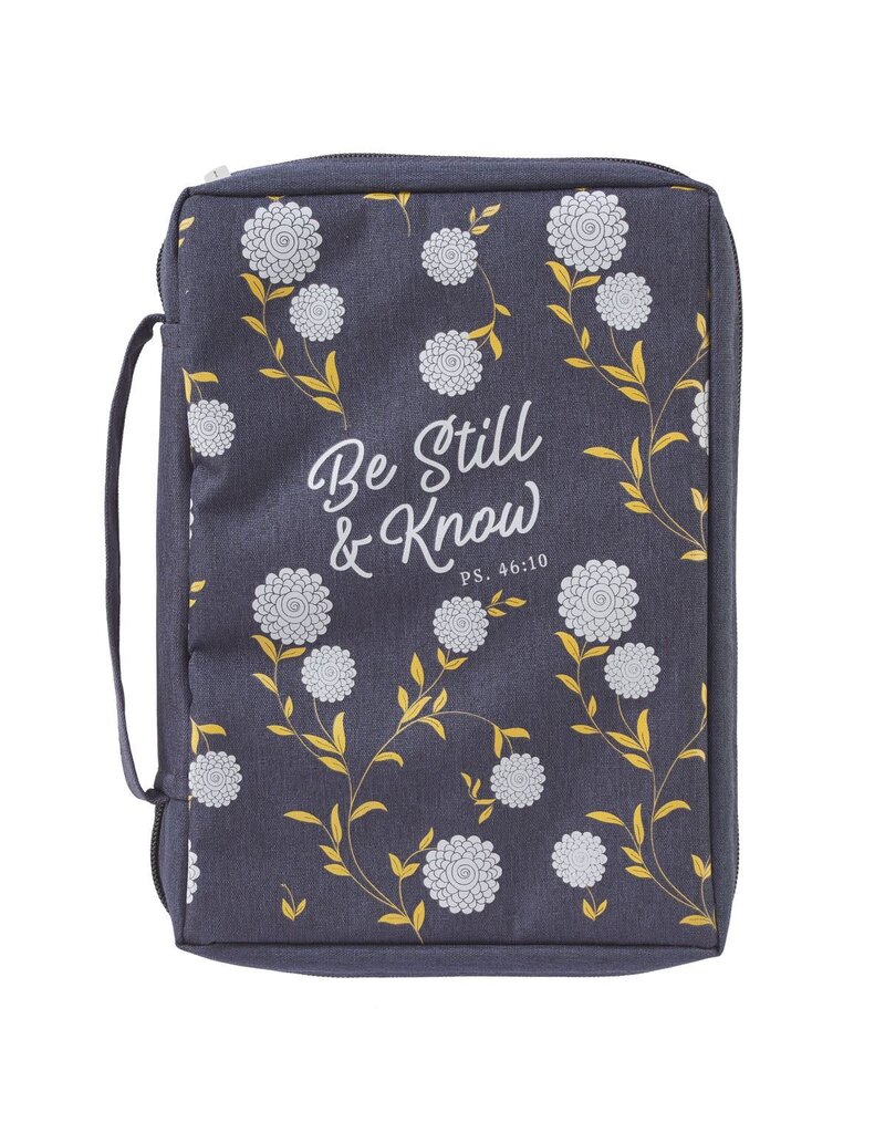Be Still and Know Navy Poly-canvas Bible Cover - Psalm 46:10